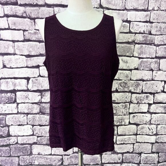 LOFT Tops - LOFT Purple Lace Front Sleeveless Top Size L